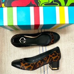C WONDER Leather Animal Print Pumps
